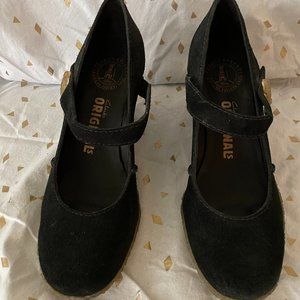 Clarks Originals Modest Flare Black Suede Wedge 10